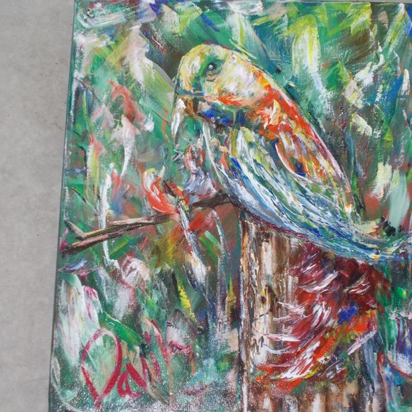 By Texas Artist Davila Other - New Original "Birds Feeding oil painting 16"x20"